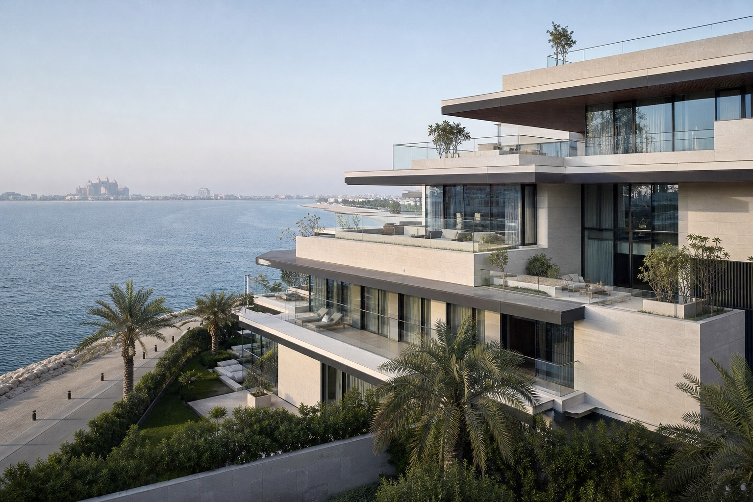 Waterfront residential context on Palm Jumeirah