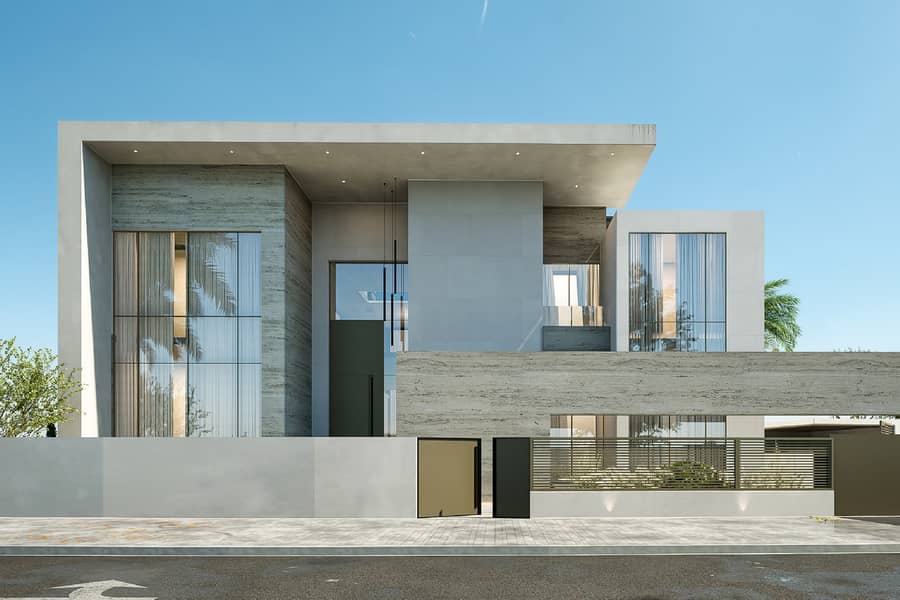 Contemporary private villa exterior in Dubai